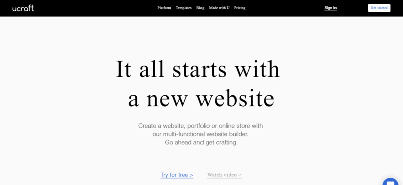 ucraft landing page