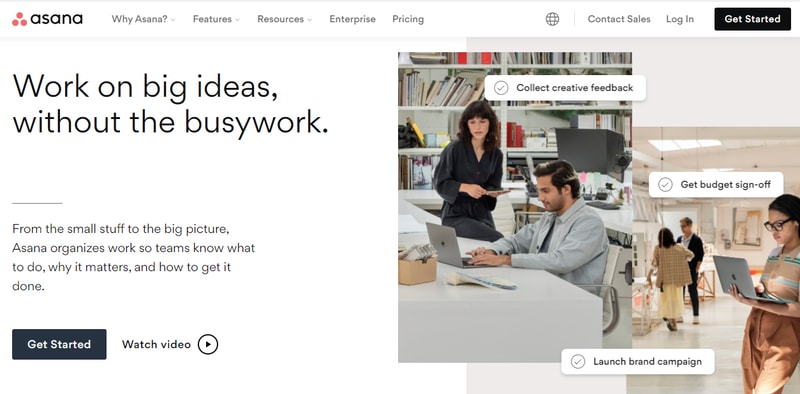 Asana Homepage: Best for Workflow Management