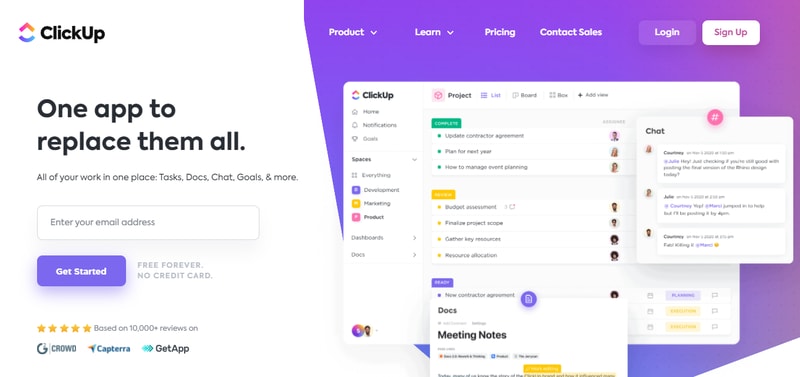 ClickUp Homepage: Best Free Plan