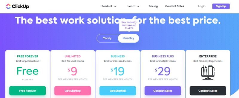 ClickUp Pricing Plans