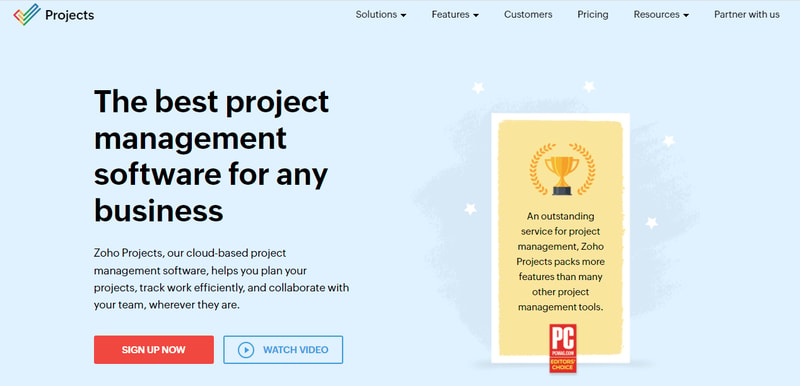 Zoho Projects Homepage: Best for small businesses