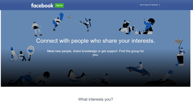 Facebook Groups homepage