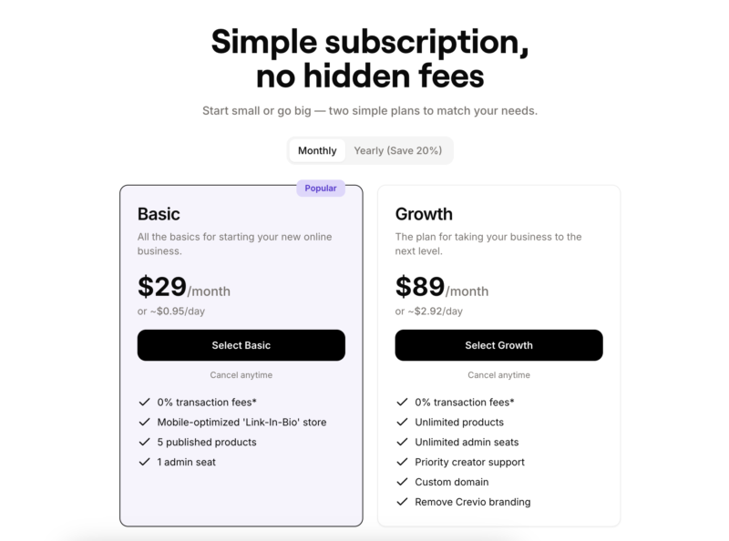 crevio pricing