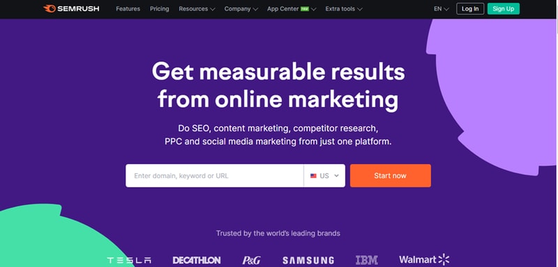 SemRush homepage