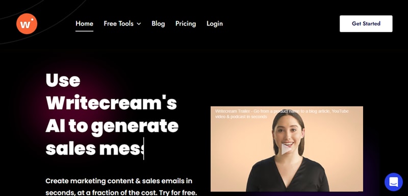 Writecream homepage