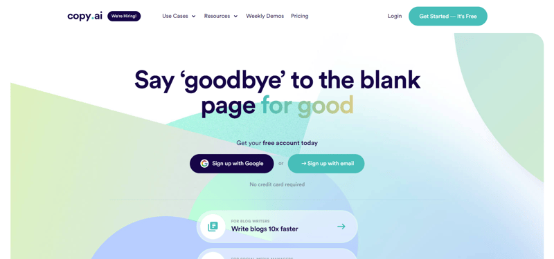 Copy.AI — Best Free Paraphrase Tool