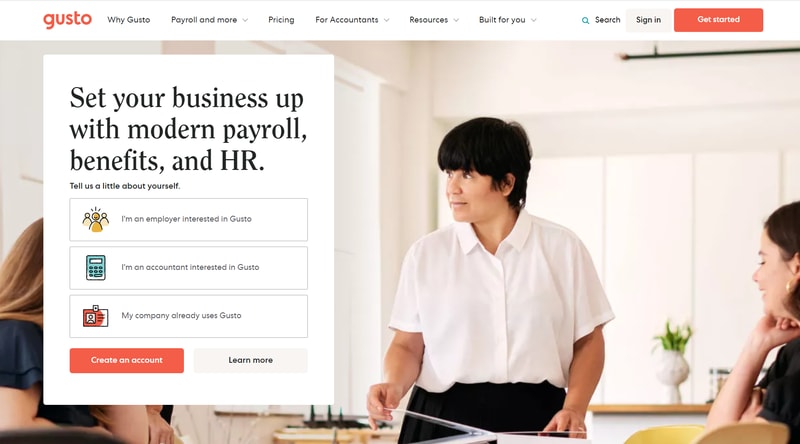 Gusto homepage