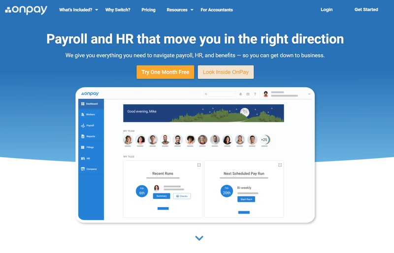 OnPay homepage