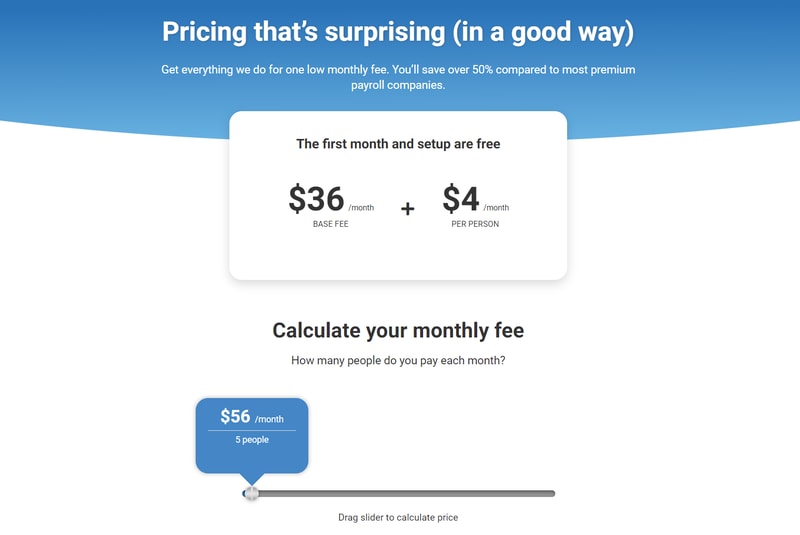 OnPay pricing page