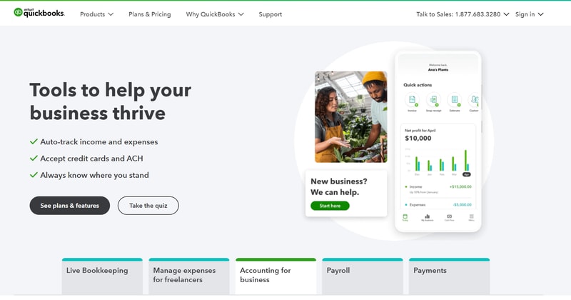 Quickbooks homepage