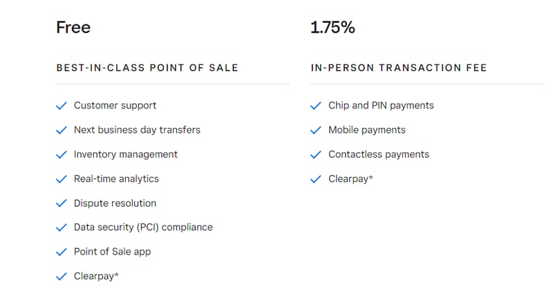 Square Pricing Page