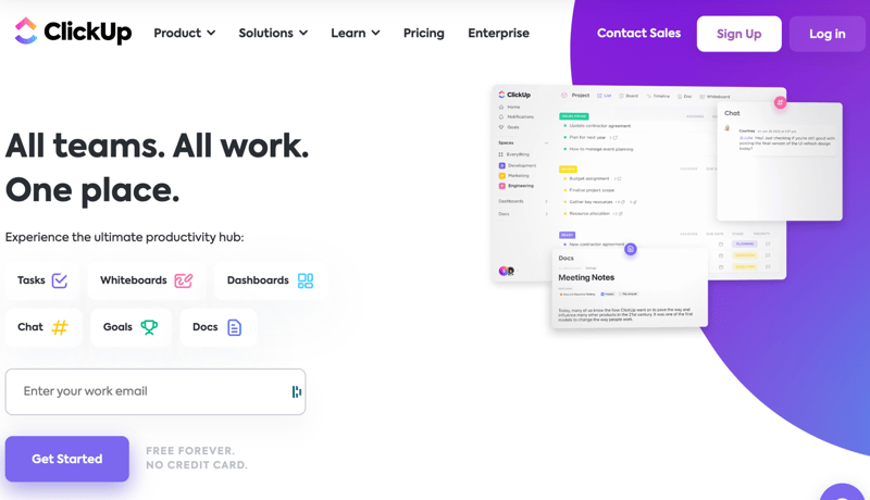 Clickup homepage