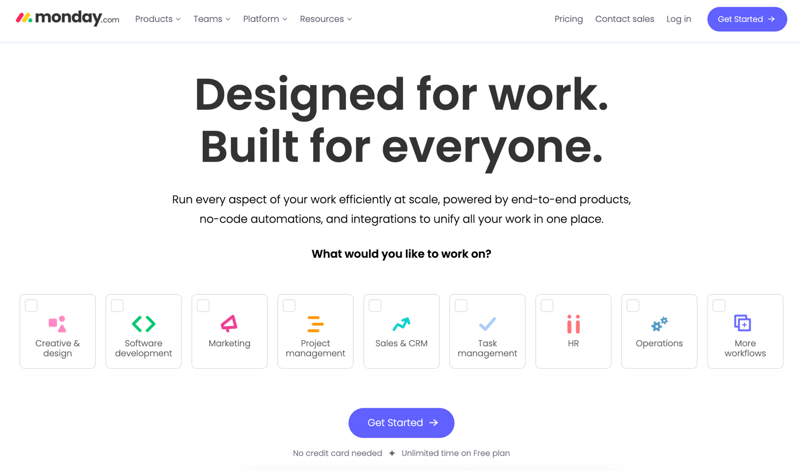 Monday homepage