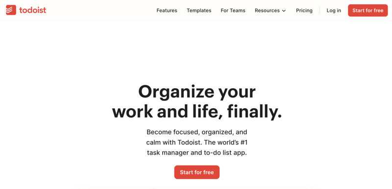 Todoist homepage