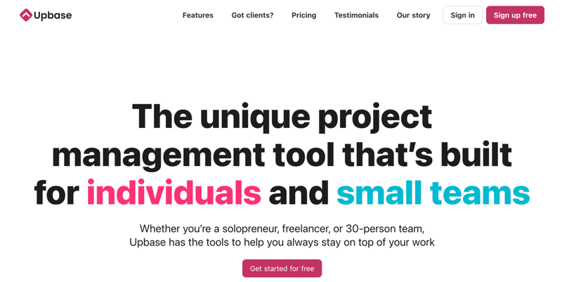 Upbase homepage