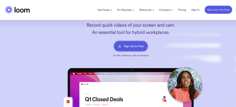 Loom homepage