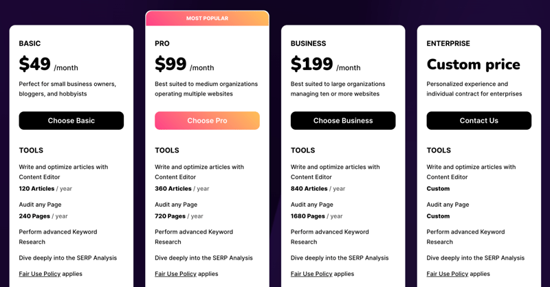 Google Search Console Pricing Page