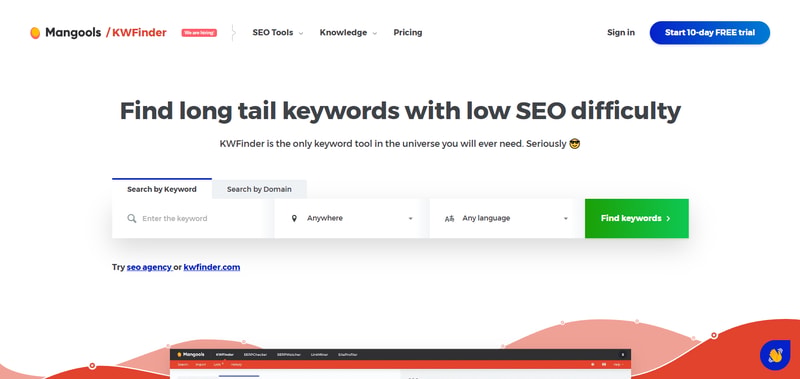 KWFinder by Mangools — Best User-Friendly SEO Tool