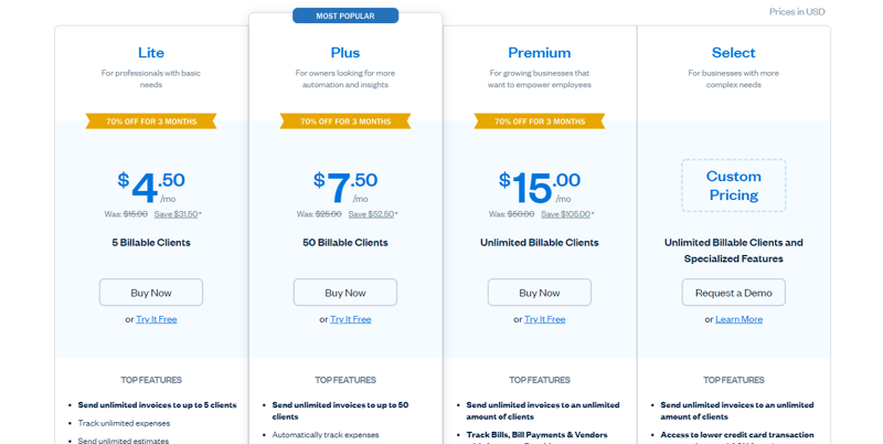 FreshBooks Pricing