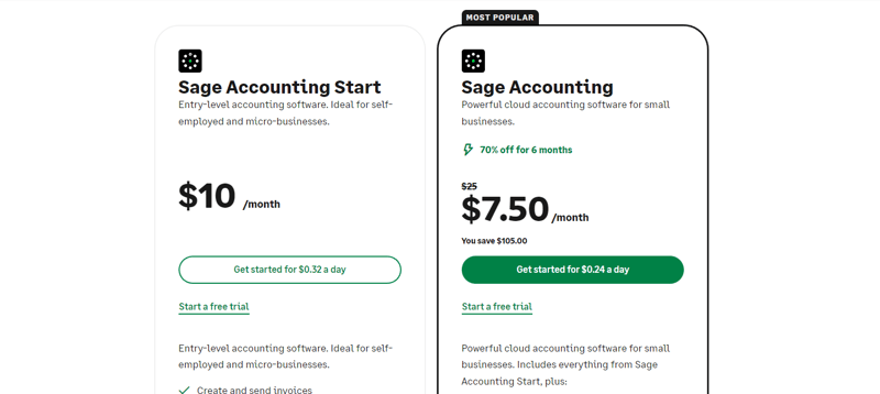 Sage Accounting Pricing