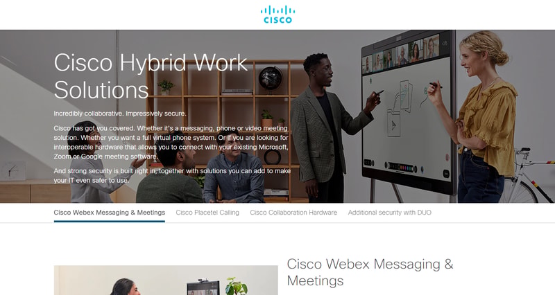 Cisco Webex homepage