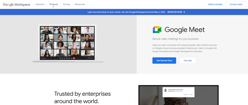 Google Meet homepage