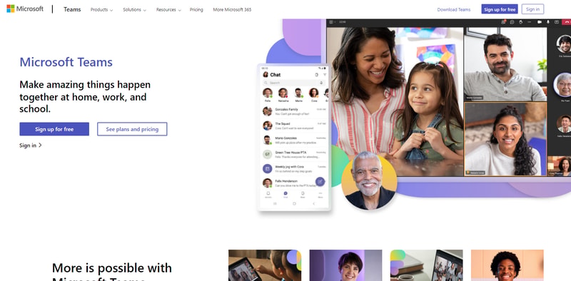 Microsoft Teams homepage