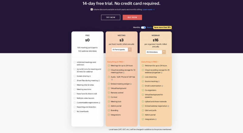 Zoho Meeting pricing