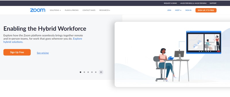 Zoom meetings home page