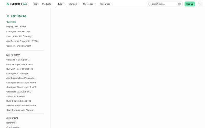 The Supabase self-hosting documentation describing the Docker Compose deployment