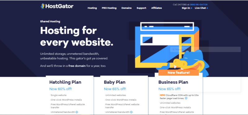 Hostgator landing page