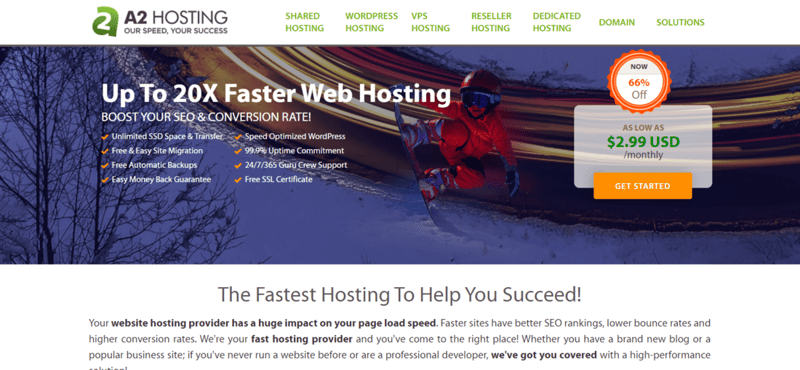 A2Hosting Landing Page