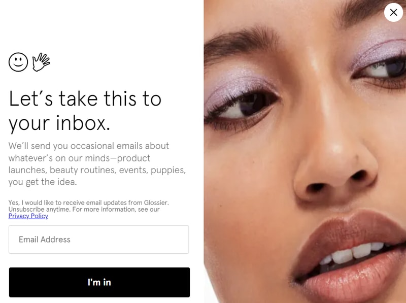 best call to action example: Glossier