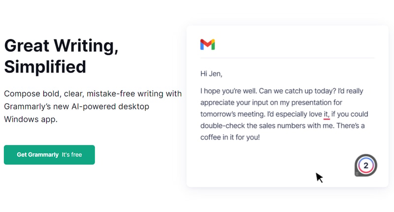 best call to action example: Grammarly