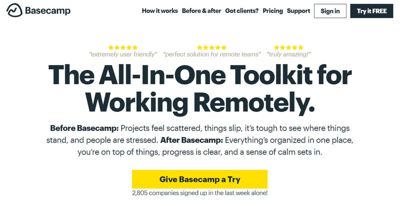 best call to action example: Baecamp
