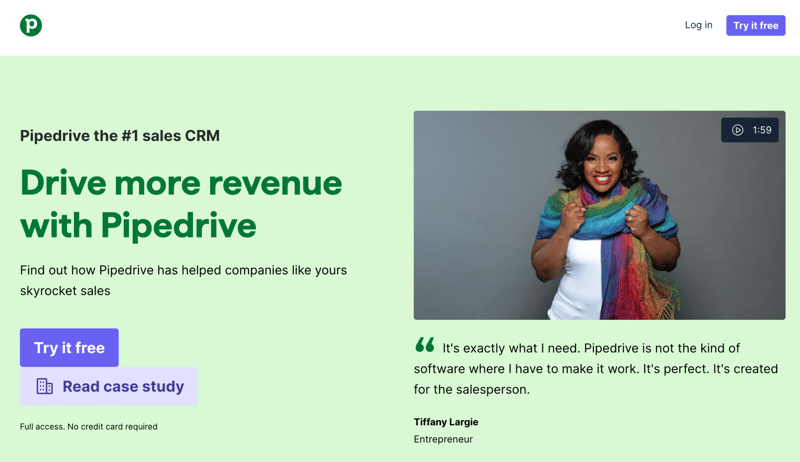 Pipedrive homepage