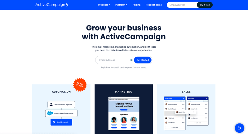 ActiveCampaign homepage