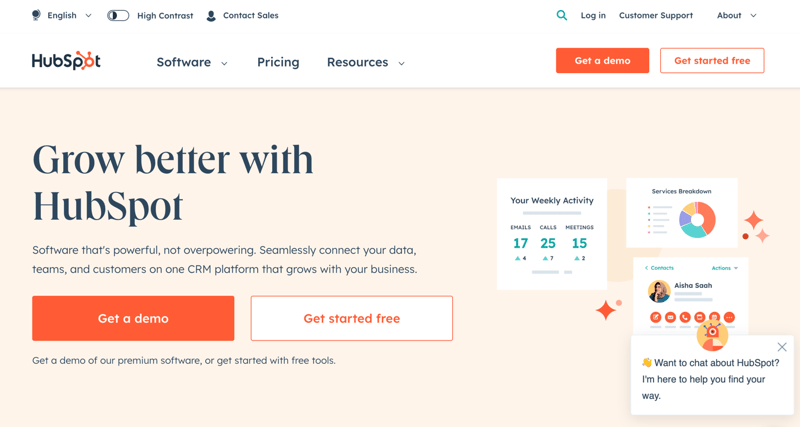 Hubspot homepage