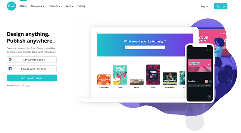 canva landing page