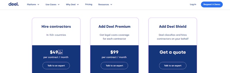 Deel Pricing Page