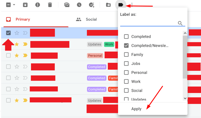 Creating a new label on Gmail