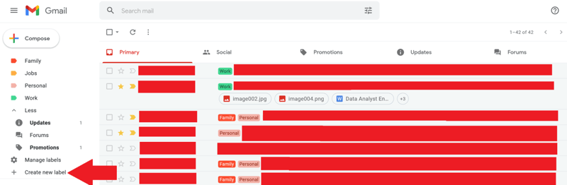 Creating a new label on Gmail