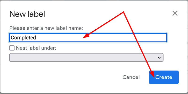 Creating a new label on Gmail