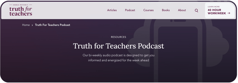 Truth for Teachers podcast collection screen