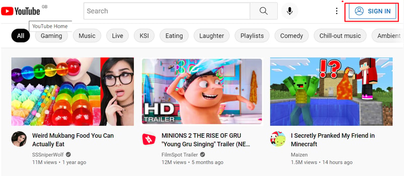 How to upload a video to youtube - sign in page