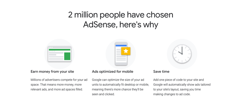 Google AdSense homepage