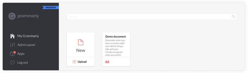 Grammarly dashboard