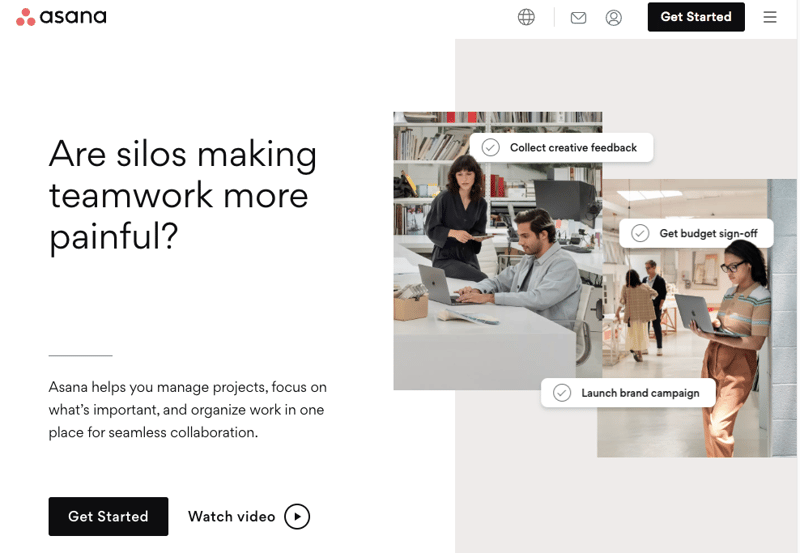 Asana homepage