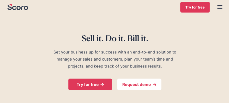 Scoro homepage