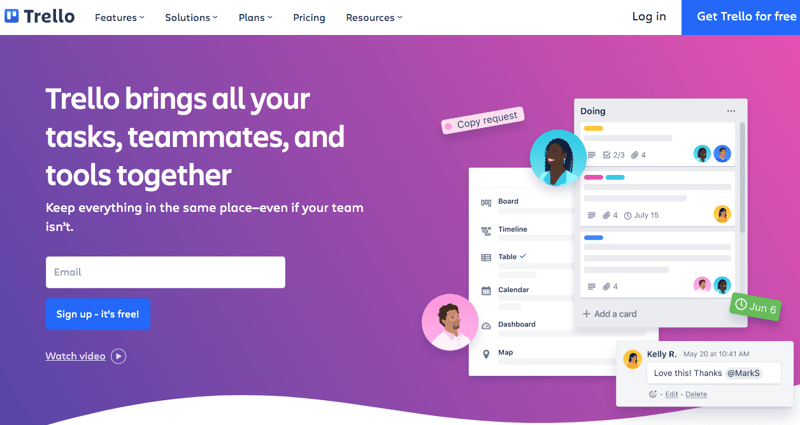 Trello homepage